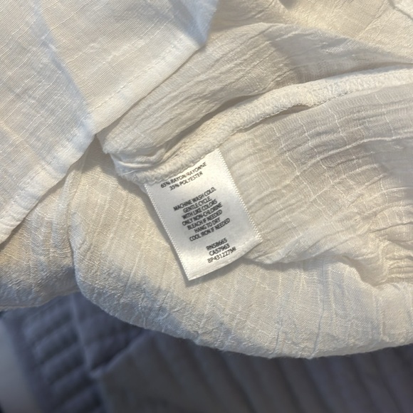 BP White Lightweight Gauzy Flowy Business Casual Peasant Button Blouse Size S - Picture 6 of 6